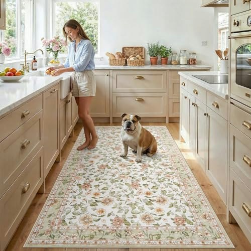 Hiloruug 4x7-Foot Floral Washable Kitchen Rug: $35.98 Hiloruug 4x7-Foot Floral Washable Kitchen Rug: $35.98