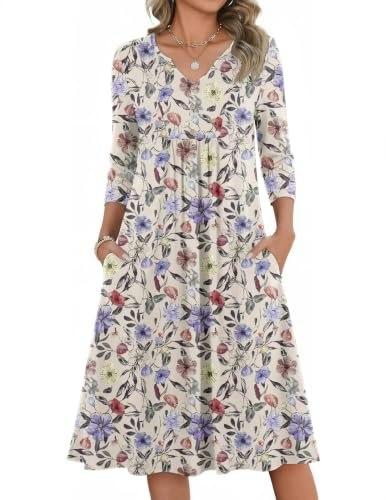 Zeagoo Women's 3/4 Sleeve Midi Sundress: $28.98 Zeagoo Women's 3/4 Sleeve Midi Sundress: $28.98
