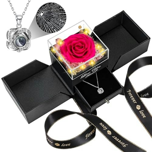 Preserved Real Rose with I Love You Necklace: $42.49