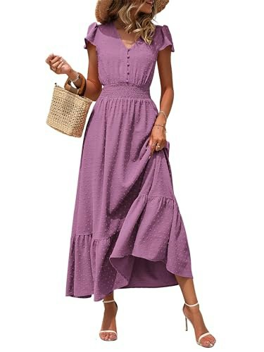 Prettygarden Women's Boho Swiss Dot Maxi Dress: $34.99 Prettygarden Women's Boho Swiss Dot Maxi Dress: $34.99