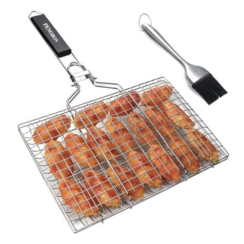 Stainless Steel Fish and Vegetable BBQ Grill Basket: $14.44