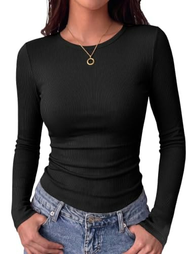 Lynwitkui Women's Ribbed Long Sleeve Fitted Shirt: $8.98 Lynwitkui Women's Ribbed Long Sleeve Fitted Shirt: $8.98
