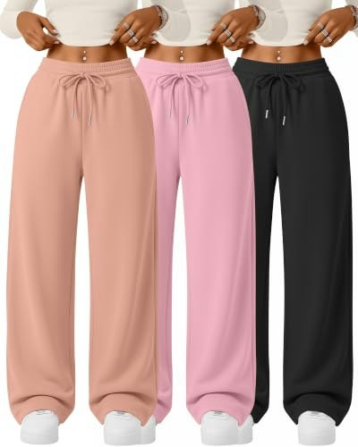 LessonZoo Teen Girls Wide-Leg Sweatpants 3-Pack: $39.98