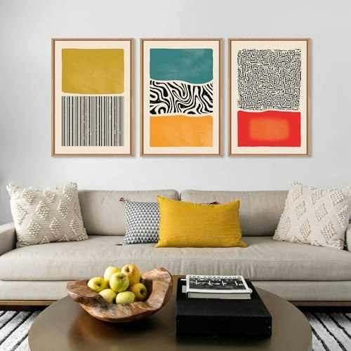 Hlniuc Mid-Century Modern 3-Piece Canvas Wall Art Set 16x24: $85.49