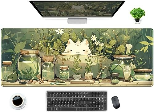 31.5x11.8-Inch Cat and Plant Desk Mat: $17.99 31.5x11.8-Inch Cat and Plant Desk Mat: $17.99