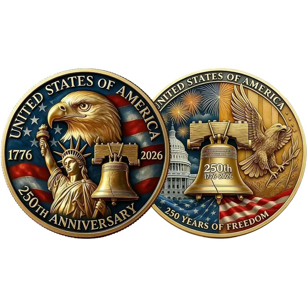 USA 250th Anniversary Gold-Plated Challenge Coin: $4.99