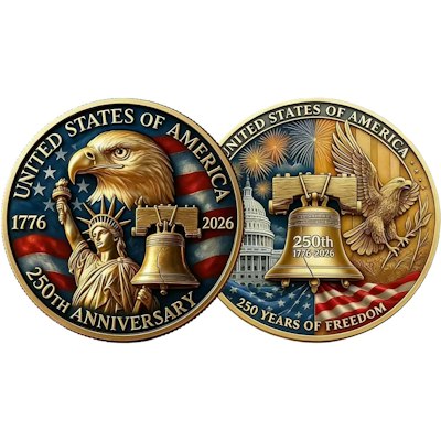 USA 250th Anniversary Gold-Plated Challenge Coin for $5 + free shipping w/ Prime