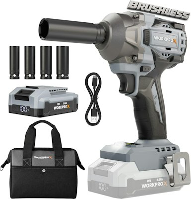 WorkPro 20V 440 ft-lb 1/2" Cordless Impact Wrench for $70 + free shipping