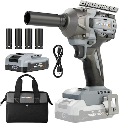 WorkPro 20V 440 ft-lb 1/2" Cordless Impact Wrench for $70 + free shipping