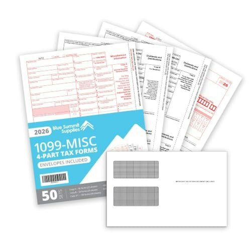 Blue Summit Supplies 1099-MISC 2026 Tax Forms Kit 50-Pack: $34.99