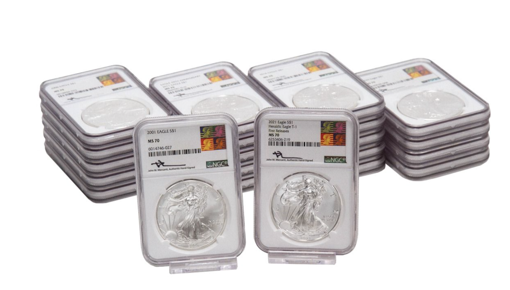 2001 to 2021 American Silver Eagles NGC MS70 Reagan 21pc Set: $4,495