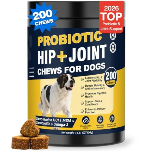 Dog Hip and Joint Supplement with Probiotics and Glucosamine 200-Count Bag: $9.49 Dog Hip and Joint Supplement with Probiotics and Glucosamine 200-Count Bag: $9.49
