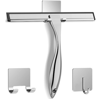 Docrok 10" Stainless Steel Shower Squeegee w/ Adhesive Hooks for $10 + free shipping w/ Prime
