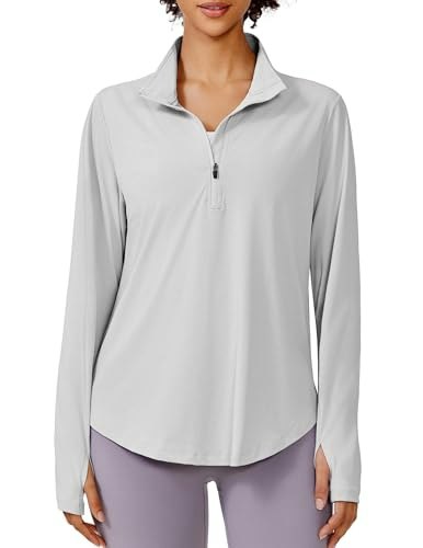 Pinspark Women's UPF 50+ Half-Zip Long Sleeve Workout Top: $14.98 Pinspark Women's UPF 50+ Half-Zip Long Sleeve Workout Top: $14.98