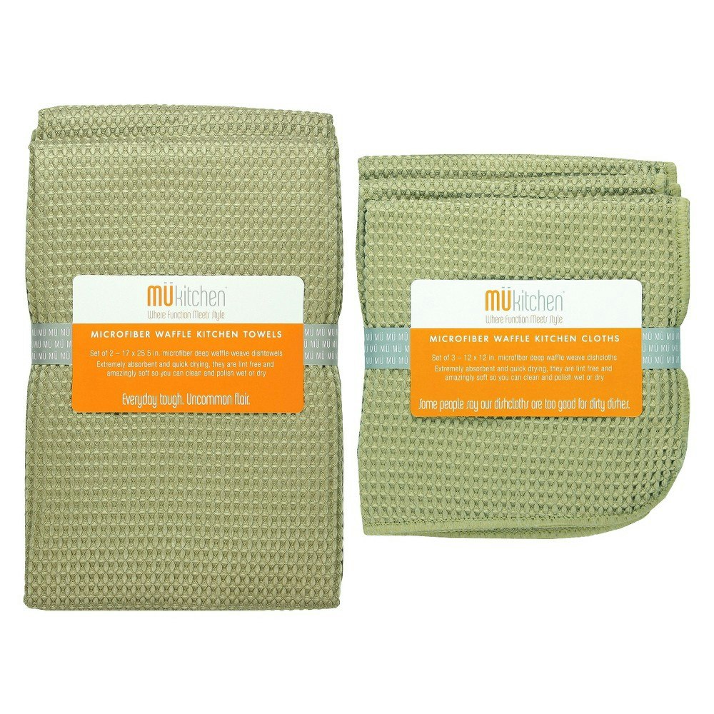 Mu Kitchen Microfiber Waffle Kitchen Towel and Dish Cloth 5-Pack: $20.99