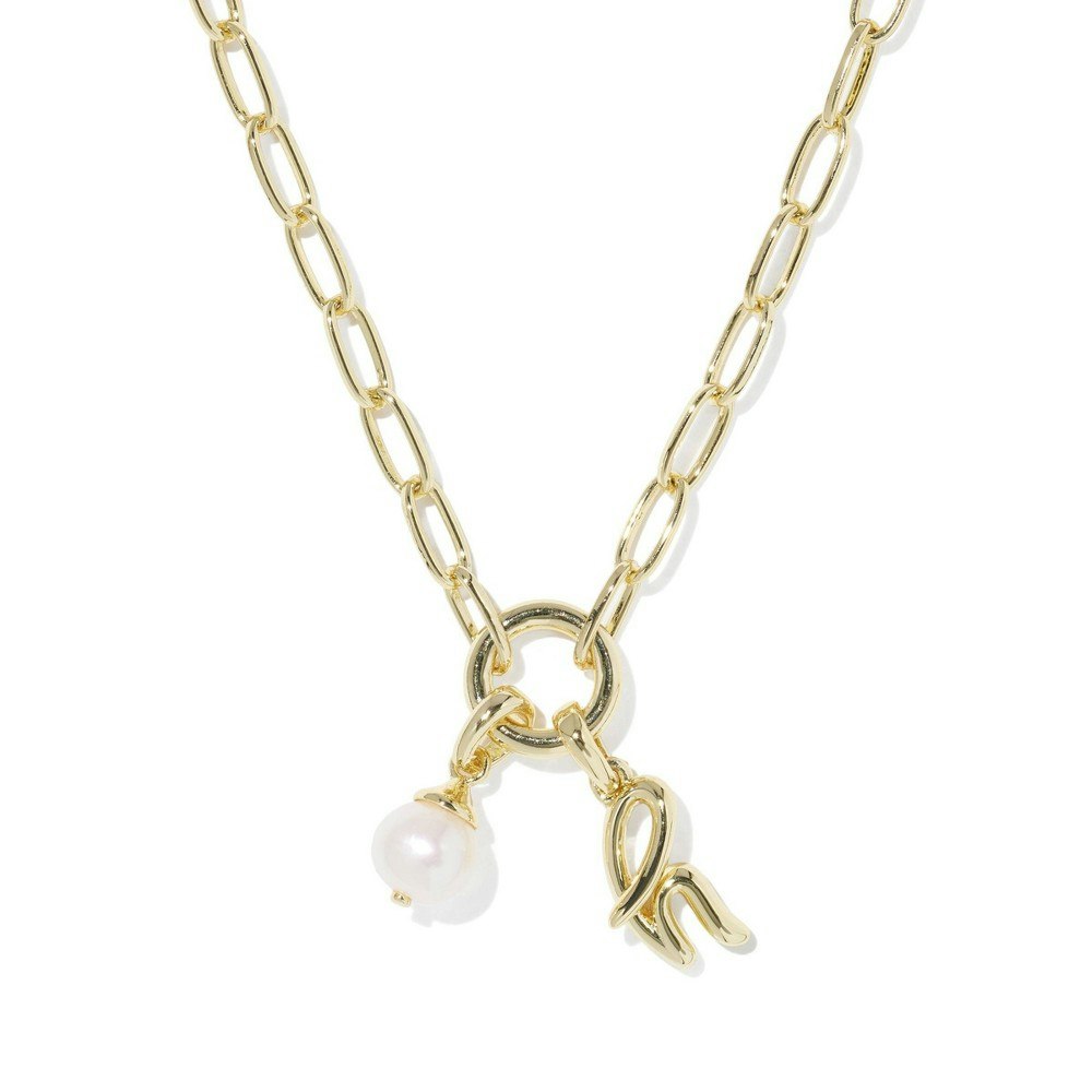 Kendra Scott Initial H Pearl Charm Necklace: $55 Kendra Scott Initial H Pearl Charm Necklace: $55