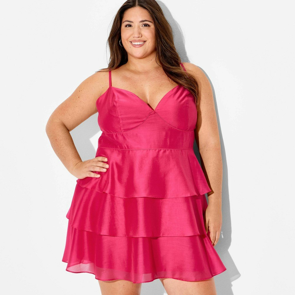 Wild Fable Women's Tiered Sweetheart Fit & Flare Mini Dress 4X: $35