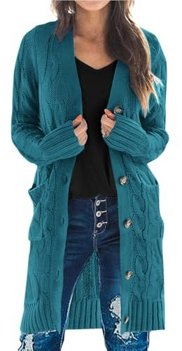 Prettygarden Women's Cable Knit Button Long Cardigan Sweater: $26.99 Prettygarden Women's Cable Knit Button Long Cardigan Sweater: $26.99