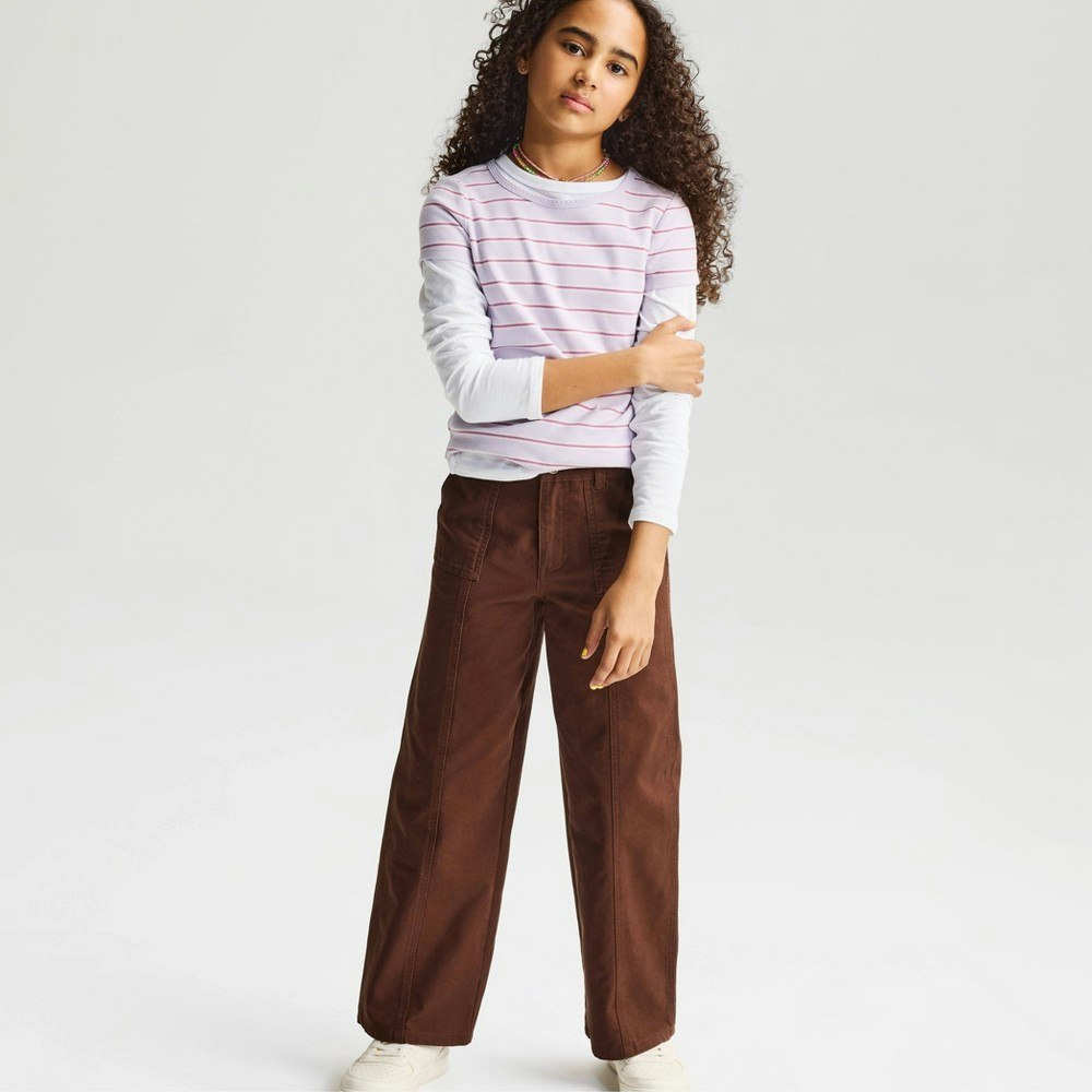 Cat & Jack Girls' Mid-Rise Wide Leg Pants: $20 Cat & Jack Girls' Mid-Rise Wide Leg Pants: $20