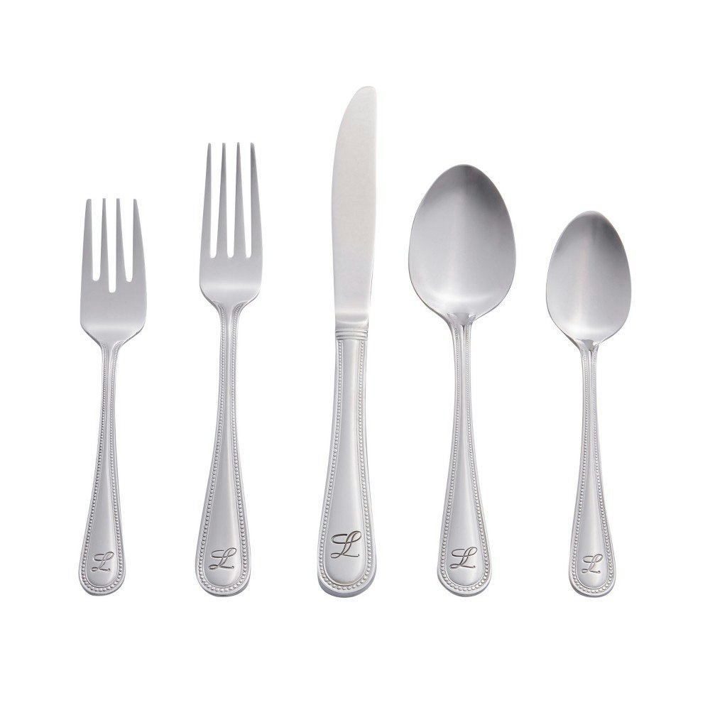 RiverRidge Beaded 46-Piece Monogrammed Stainless Steel Flatware Set: $63.99