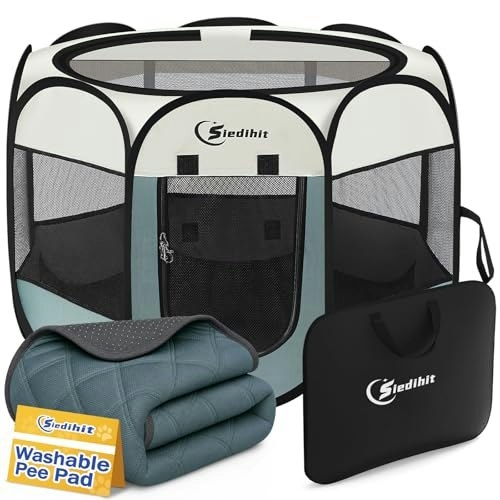 Siedihit Pet Playpen Tent with Washable Pee Pad: $33.99 Siedihit Pet Playpen Tent with Washable Pee Pad: $33.99