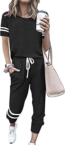 Prettygarden Women's Striped Short Sleeve Tracksuit Set: $20.65 Prettygarden Women's Striped Short Sleeve Tracksuit Set: $20.65