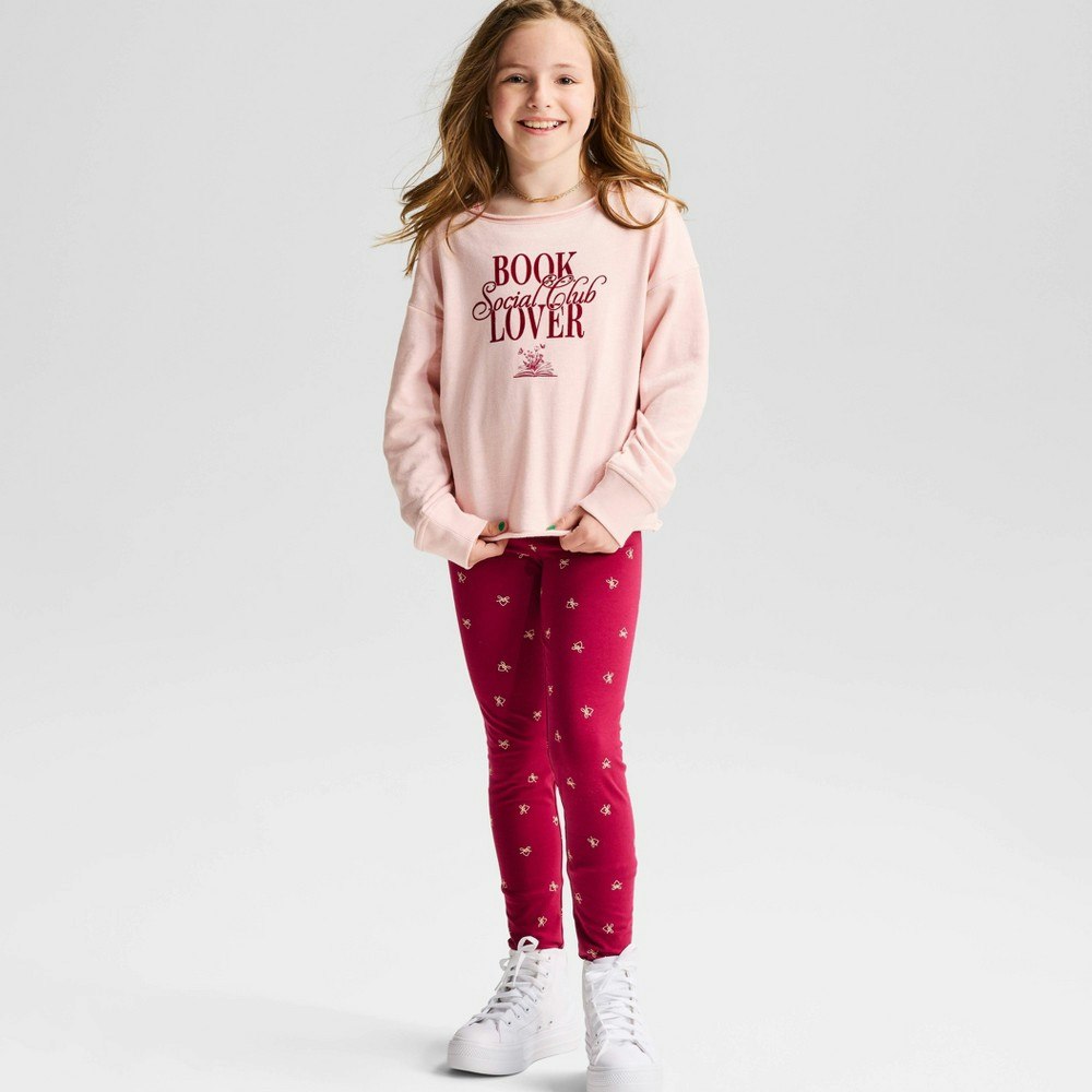 Cat & Jack Girls' Cherry Heart Printed Leggings: $6