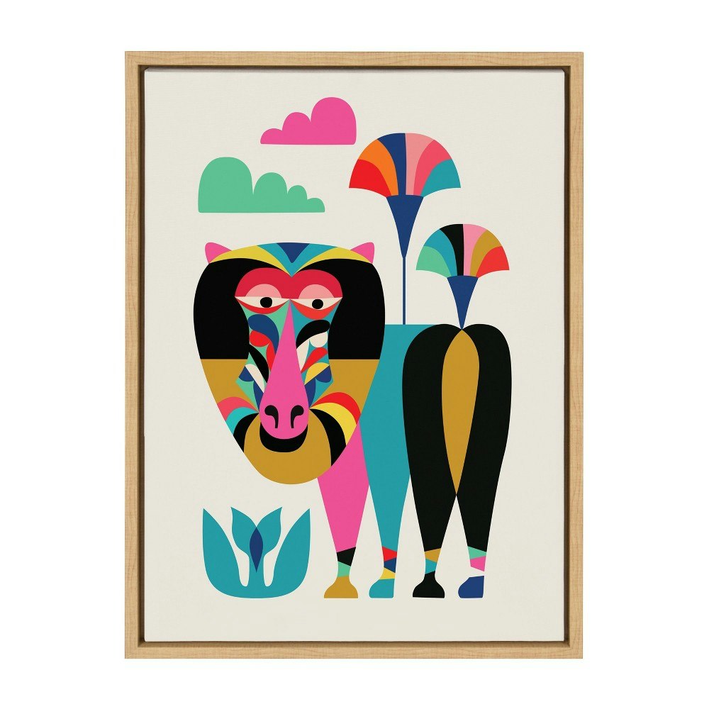 Kate and Laurel 18" x 24" Sylvie Baboon Framed Canvas Wall Art: $54.99 Kate and Laurel 18" x 24" Sylvie Baboon Framed Canvas Wall Art: $54.99