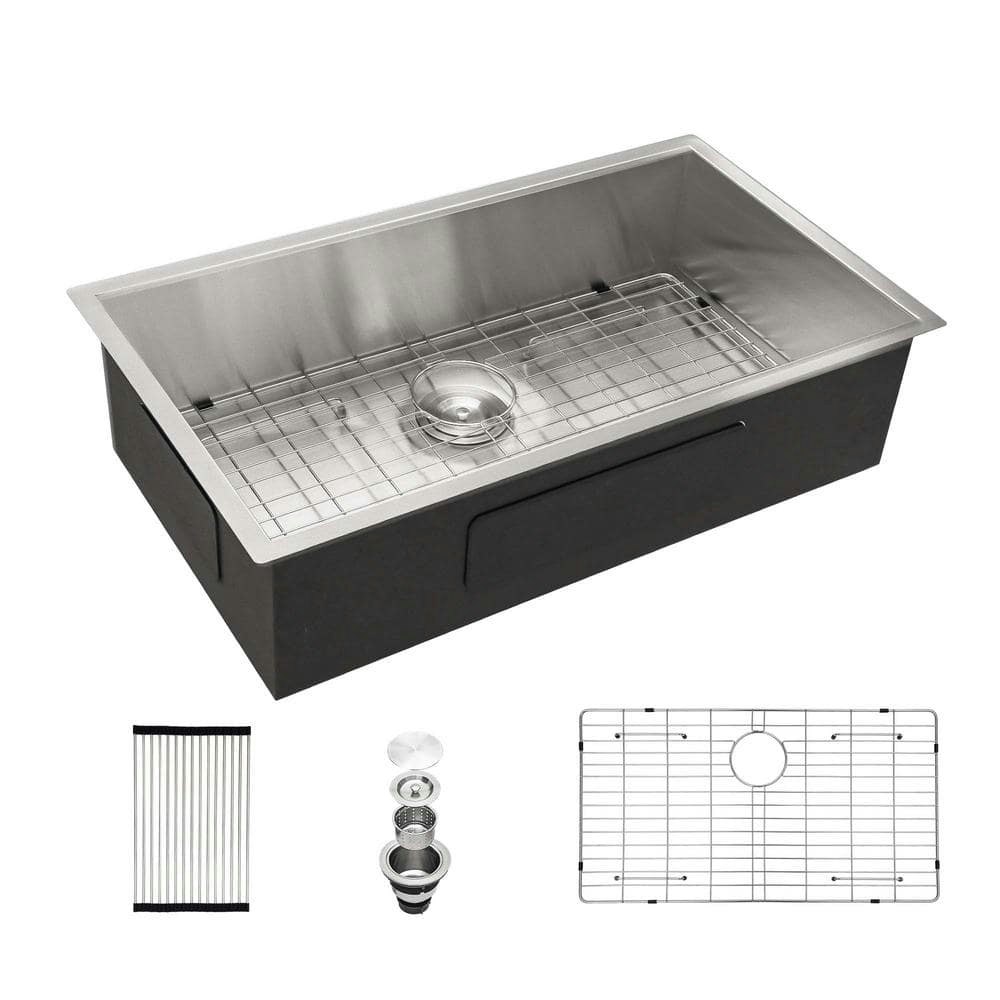 33-Inch 18-Gauge Stainless Steel Single Bowl Undermount Kitchen Sink: $289.82