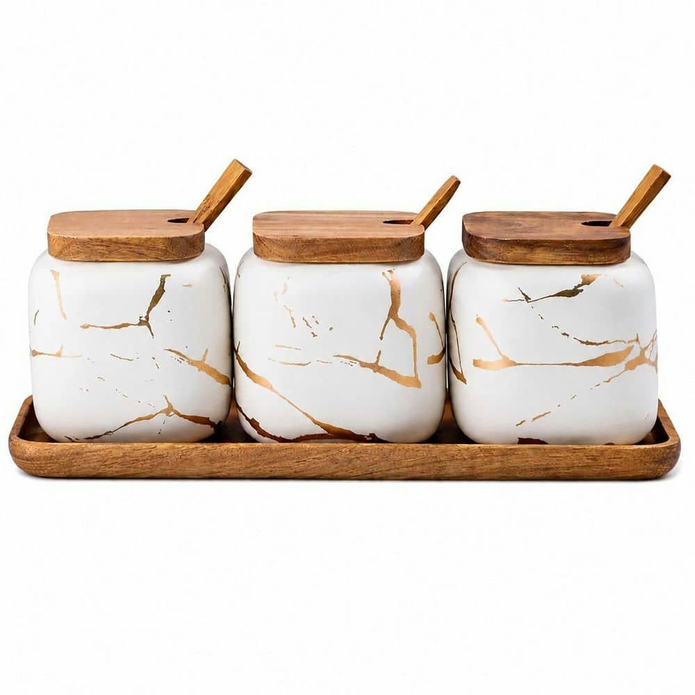 3-Piece Ceramic Seasoning Jar Set with Tray: $64.31