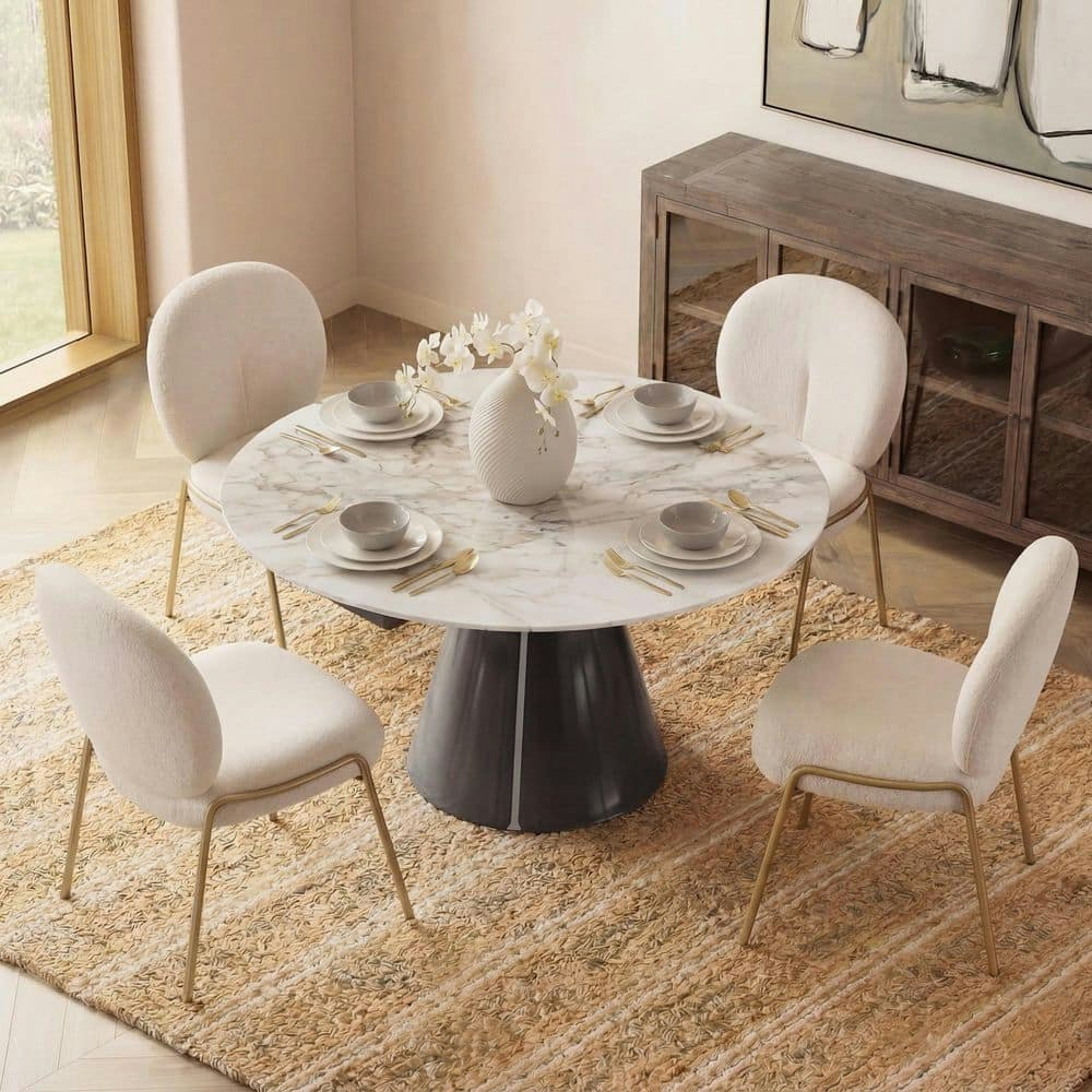 Mela 51-inch Ceramic Stone Pedestal Dining Table: $1,498.09 Mela 51-inch Ceramic Stone Pedestal Dining Table: $1,498.09
