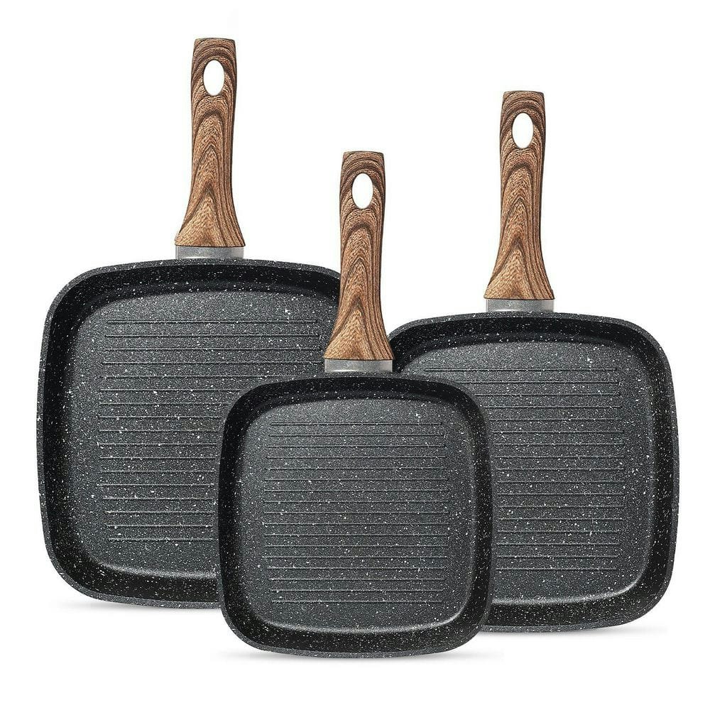 3-Piece Aluminum Nonstick Square Frying Pan Set: $61.51