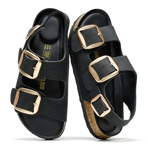 Women's Leather Ankle Strap Footbed Sandals: $25.42
