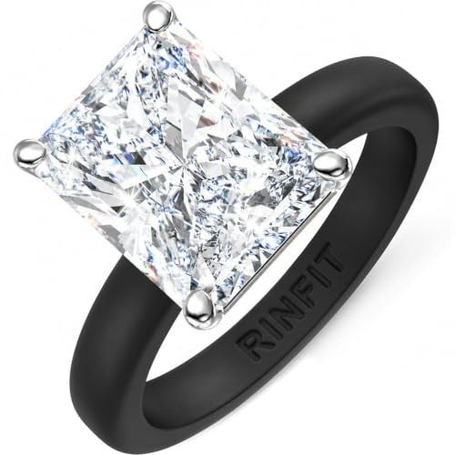 Rinfit Thin Silicone Ring with Emerald Cut CZ Stone: $42.49 Rinfit Thin Silicone Ring with Emerald Cut CZ Stone: $42.49