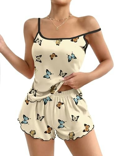Ekouaer Women's Printed Camisole and Shorts Pajama Set: $12.74 Ekouaer Women's Printed Camisole and Shorts Pajama Set: $12.74
