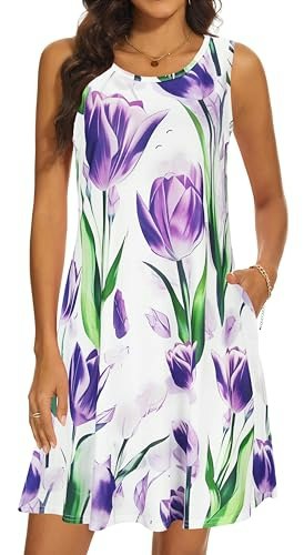 Women's Casual Sleeveless Swing Sundress with Pockets: $14.44 Women's Casual Sleeveless Swing Sundress with Pockets: $14.44