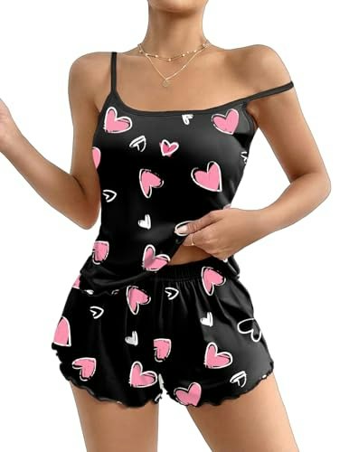 Ekouaer Women's Printed Camisole and Shorts Pajama Set: $12.83 Ekouaer Women's Printed Camisole and Shorts Pajama Set: $12.83