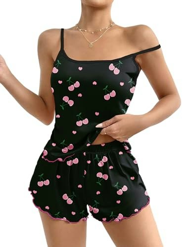 Ekouaer Women's Printed Camisole and Shorts Pajama Set: $12.87 Ekouaer Women's Printed Camisole and Shorts Pajama Set: $12.87