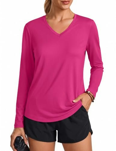 Pinspark Women's Long Sleeve V-Neck Athletic Shirt: $12.73
