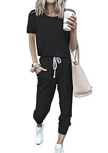 Prettygarden Women's 2-Piece Short Sleeve Jogger Set: $17.59