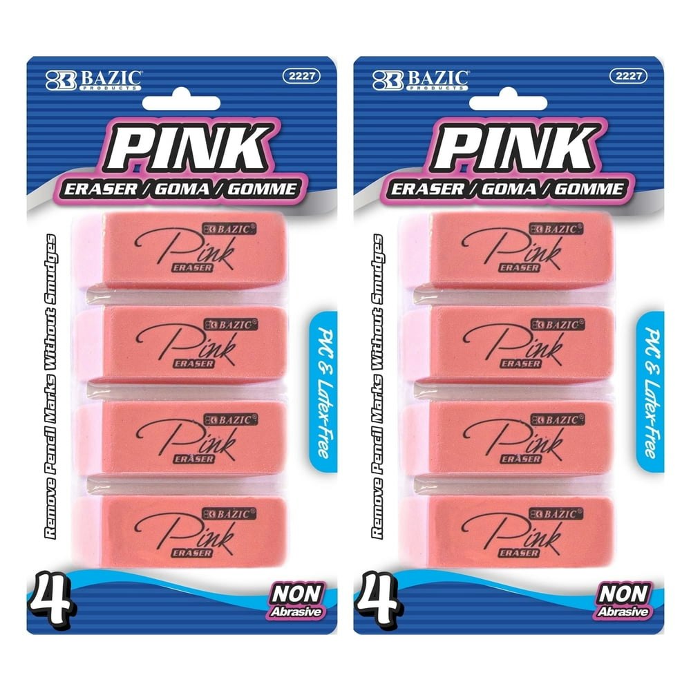 Bazic Pink Bevel Eraser 8-Pack: $7.29