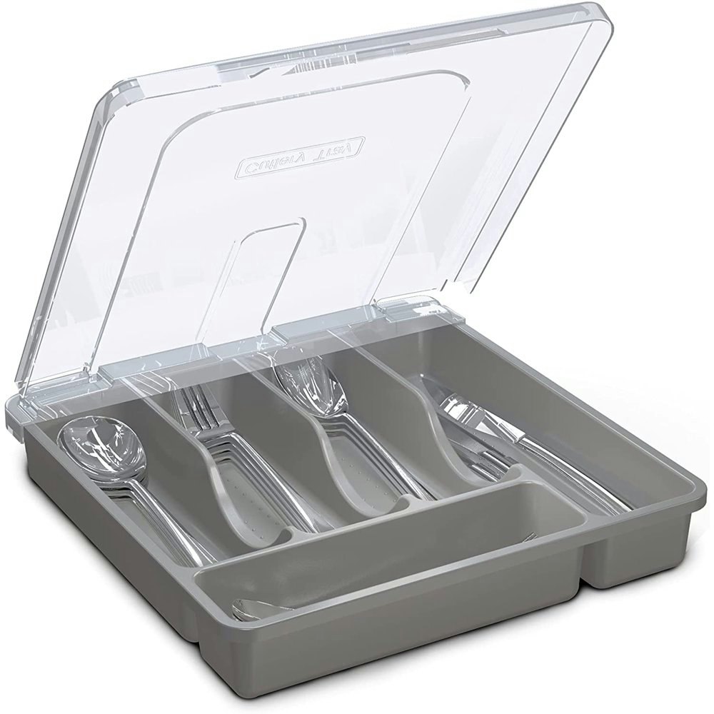 Vachan 5-Compartment Plastic Drawer Flatware Organizer with Lid: $16.83 Vachan 5-Compartment Plastic Drawer Flatware Organizer with Lid: $16.83