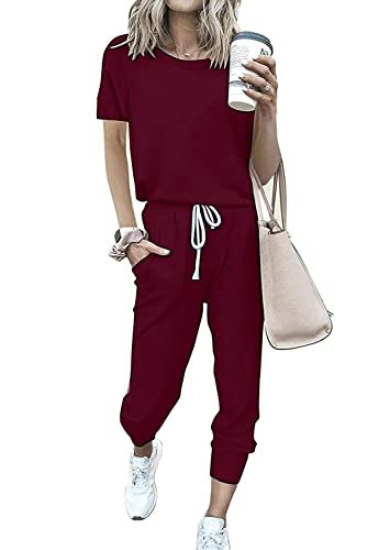 Prettygarden Women's 2-Piece Short Sleeve Jogger Set: $14.57 Prettygarden Women's 2-Piece Short Sleeve Jogger Set: $14.57