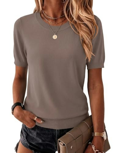 Zeagoo Women's Short Sleeve Crewneck Sweater: $16.90 Zeagoo Women's Short Sleeve Crewneck Sweater: $16.90
