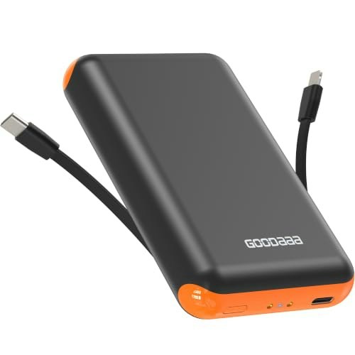 Goodaaa 10,000mAh Portable Charger with Built-in Cables: $17.88 Goodaaa 10,000mAh Portable Charger with Built-in Cables: $17.88
