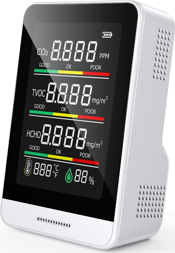 8-in-1 Rechargeable Portable Air Quality Monitor: $33