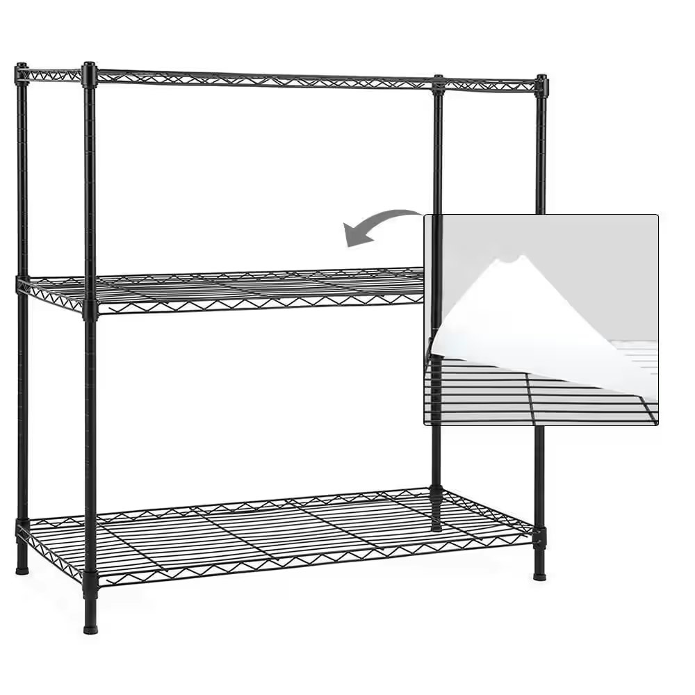 EFINE Black 3-Tier Carbon Steel Wire Garage Storage Shelving Unit: $56
