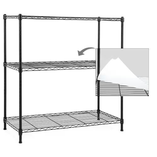 EFINE Black 3-Tier Carbon Steel Wire Garage Storage Shelving Unit for $56 + free shipping