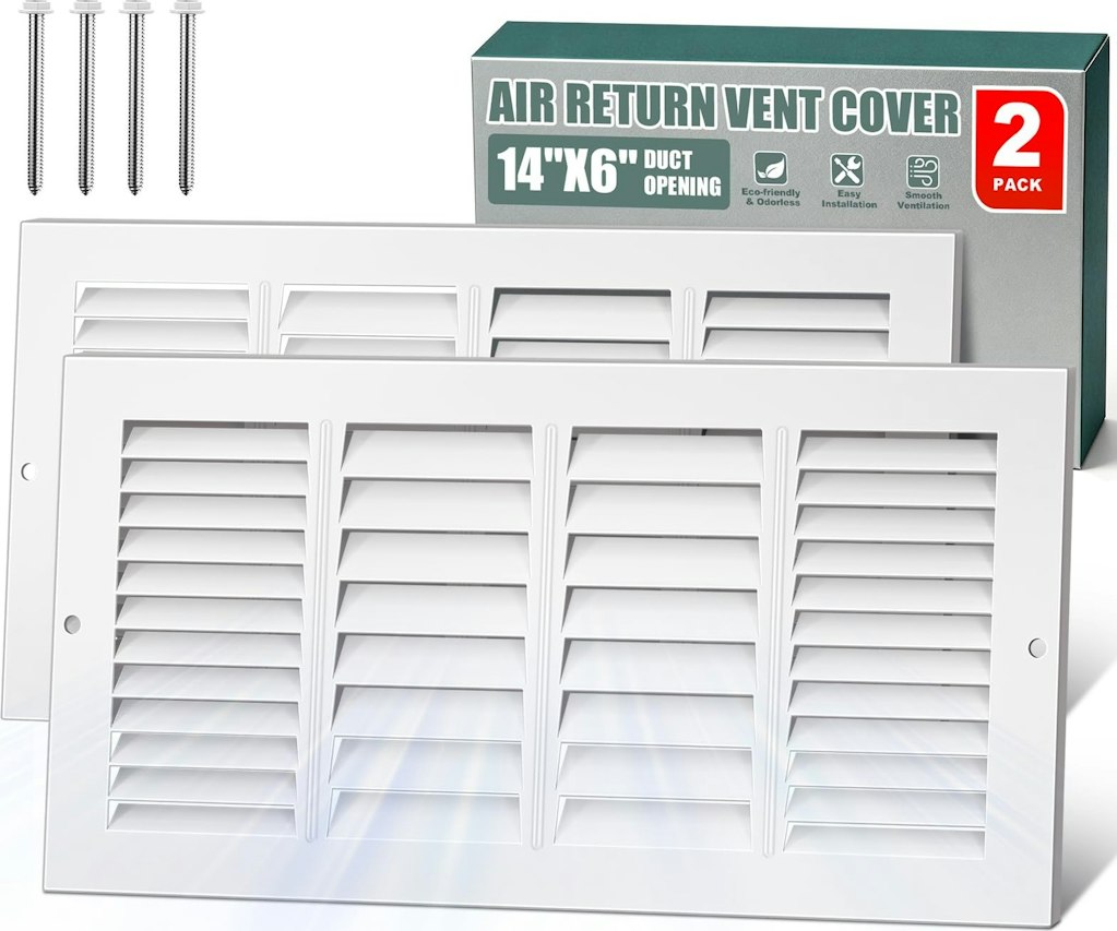 Jslin 14" x 6" Heavy-Duty Steel Air Return Vent Cover 2-Pack: $23