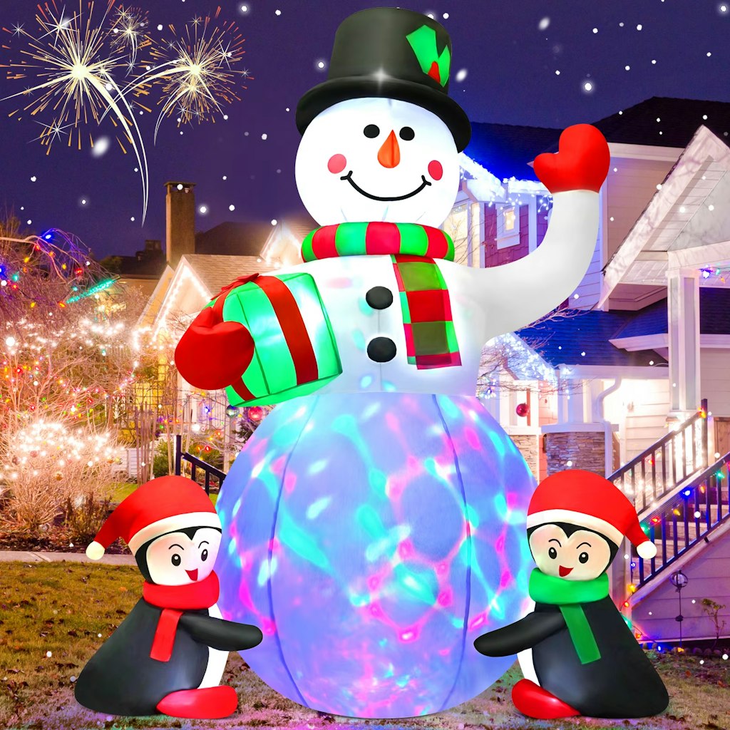 Yexmas 6.3-Foot Christmas Inflatable Snowman with Penguins: $29.99